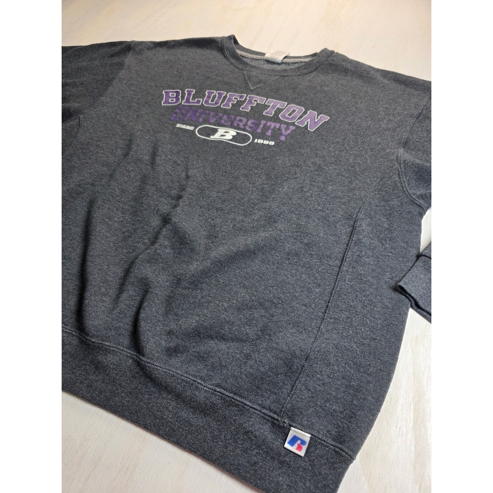 Russell Athletic Bluffton University Sweatshirt Grey Y2K Academia Large